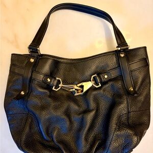 Elegant Black Leather Tote Bag